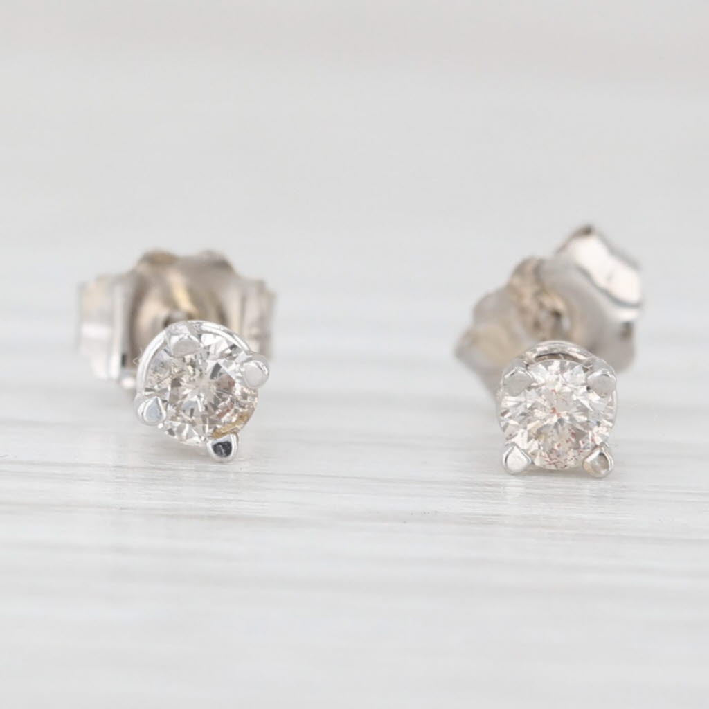 Light Gray 0.15ctw Round Diamond Solitaire Stud Earrings 14k White Gold