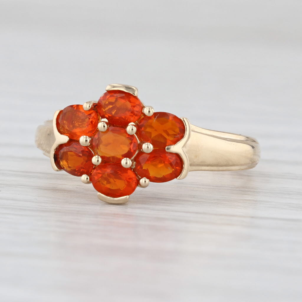0.70ctw Fire Opal Cluster Ring 14k Yellow Gold Size 7