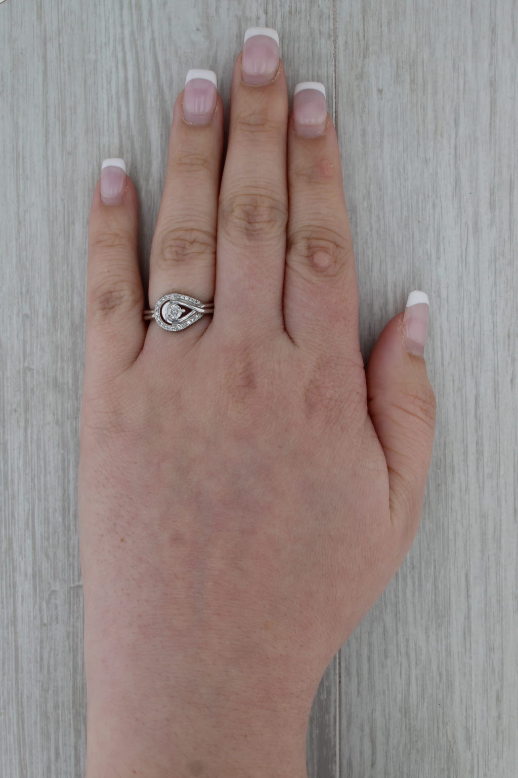 0.36ctw Diamond Teardrop Halo Ring 10k White Gold Size 6.75 Engagement