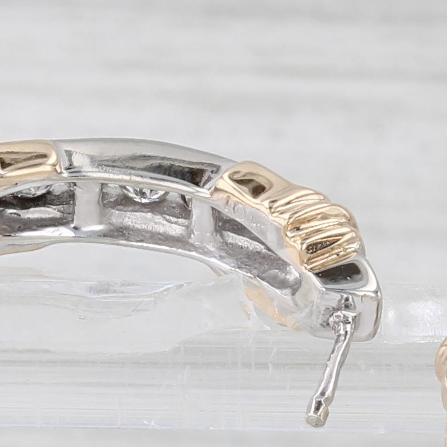 Light Gray 0.40ctw Diamond Hoop Earrings 10k White Yellow Gold Hinged Oval Hoops