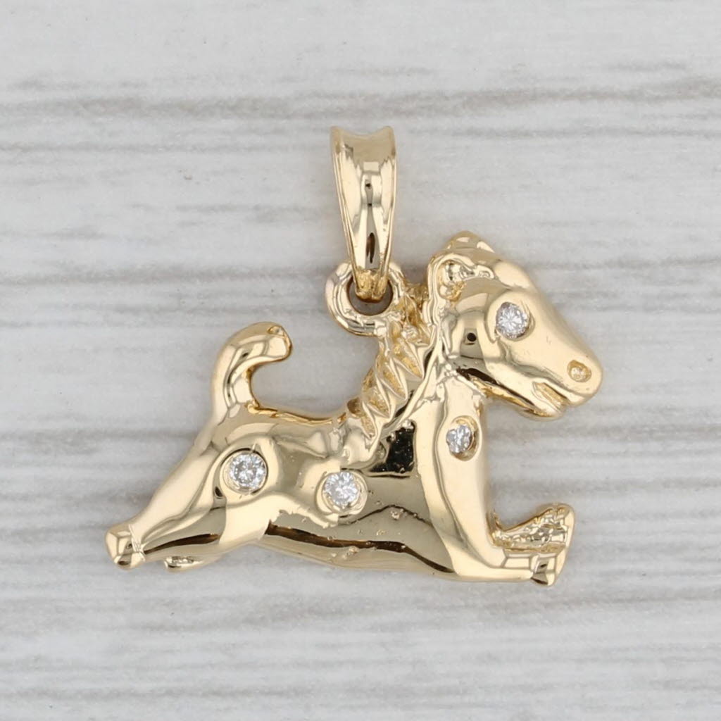Gray Diamond Pony Tiny Horse Pendant 18k Yellow Gold Charm