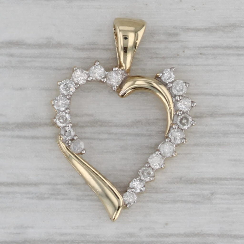 Gray 0.25ctw Diamond Open Heart Pendant 10k Yellow Gold