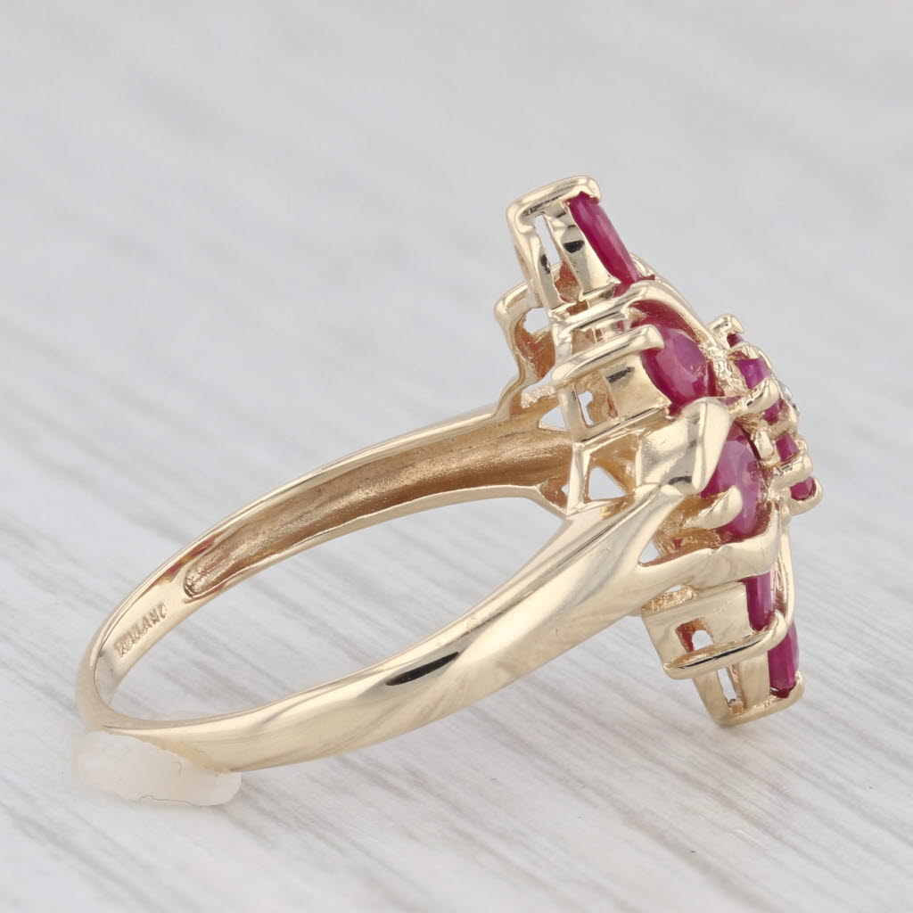 Light Gray 2.16ctw Ruby Cluster Ring 14k Yellow Gold Size 7 Diamond Accent