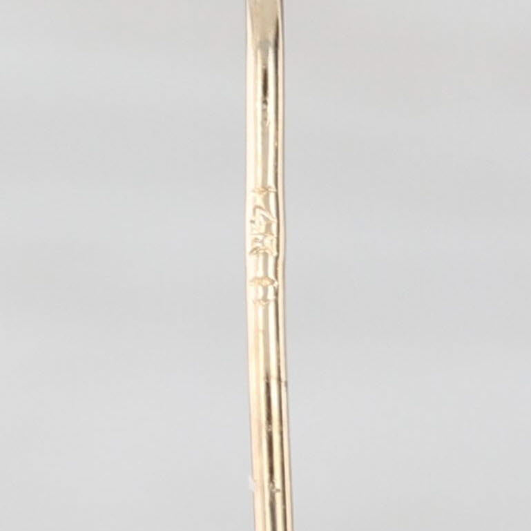 Greek Key Pattern Hoop Earrings 14k Yellow Gold Snap Top Round Hoops