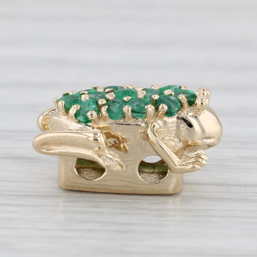 Light Gray 0.30ctw Emerald Cluster Frog Slide Bracelet Charm 14k Yellow Gold