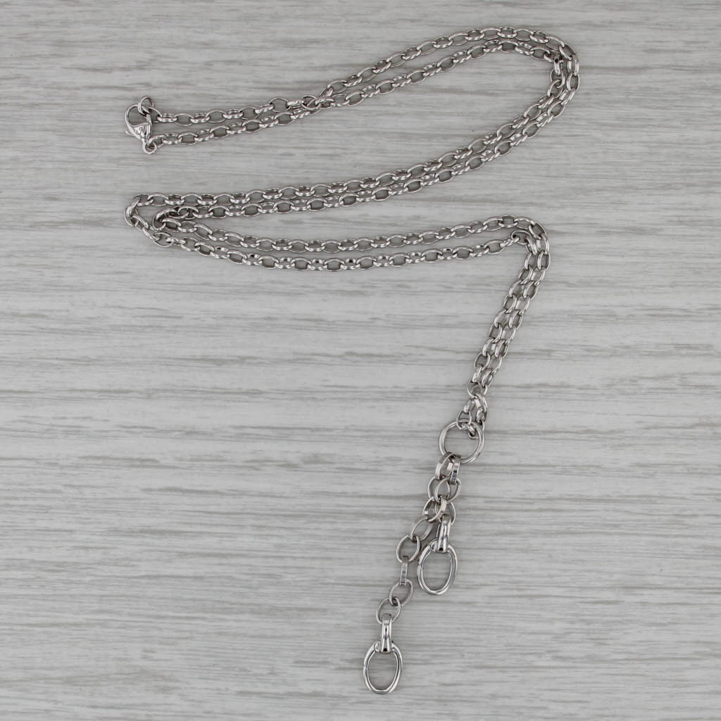Cable Chain Necklace Lariat Pendant Clasp Ends Sterling Silver 21.75" 2.7mm