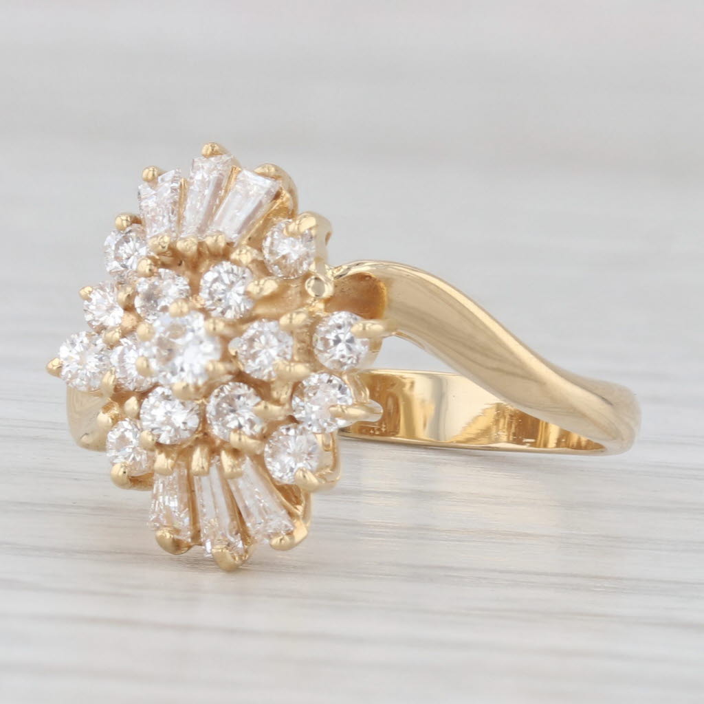 Light Gray 0.76ctw Diamond Cluster Ring 18k Yellow Gold Size 7.25