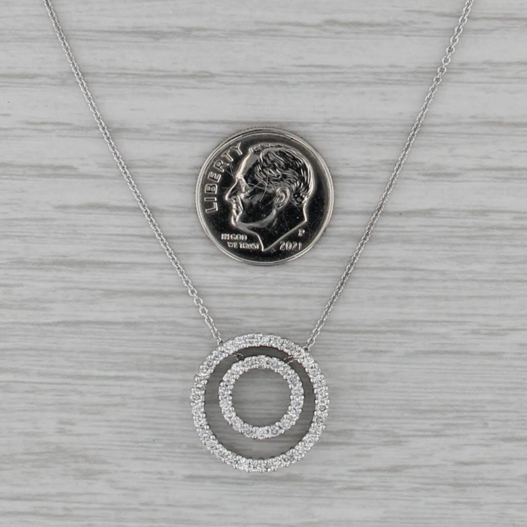 0.75ctw Diamond Double Eternity Circle Pendant 14k White Gold 16" Cable Chain