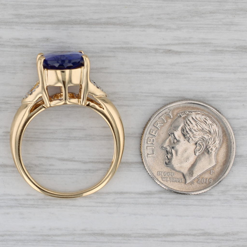 Gray 3.22ct Oval Tanzanite Diamond Ring 18k Yellow Gold Size 6.75