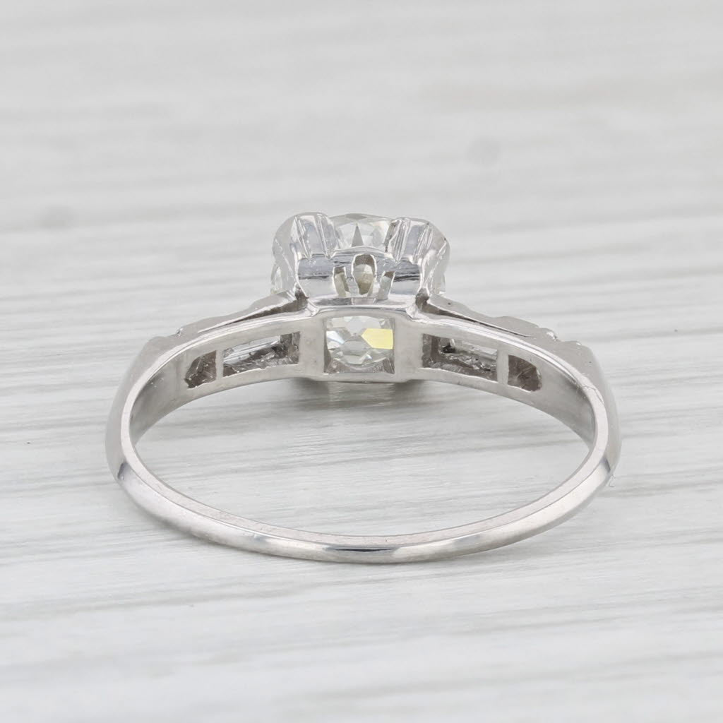 Light Gray Antique 1.16ctw Old Mine Cut Diamond Engagement Ring Platinum Size 5.75