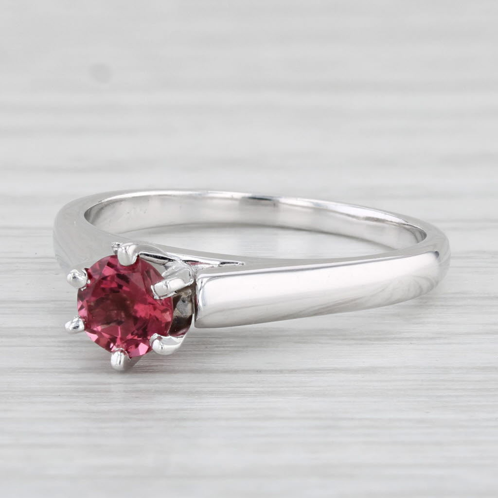 Light Gray 0.50ct Round Pink Tourmaline Solitaire Ring 14k White Gold Size 7