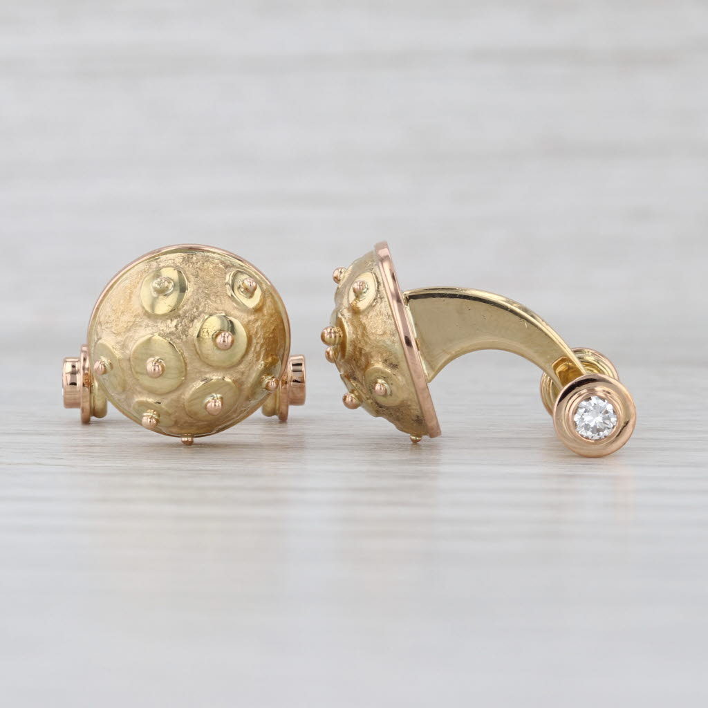 0.42ctw Diamond Sputnik Cufflinks 18k Yellow Gold Vintage Men's Accessories