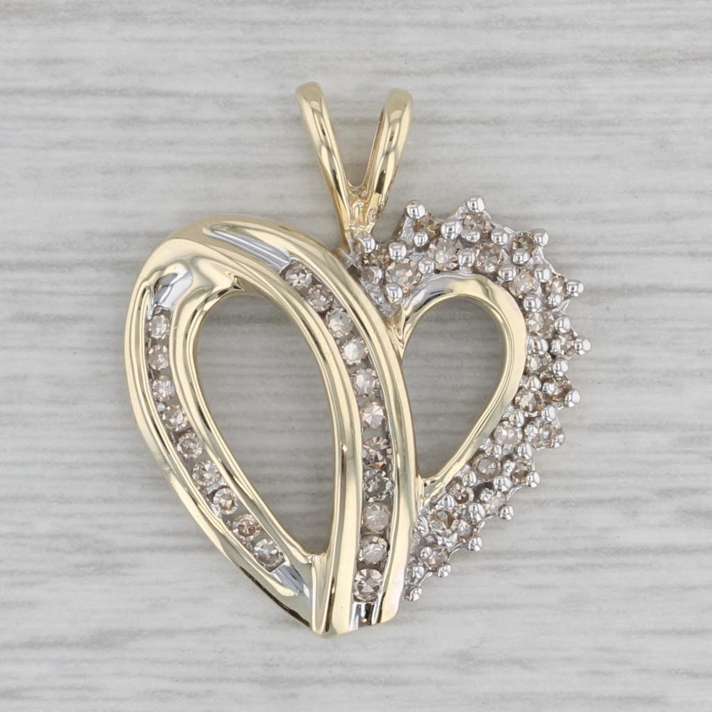 Gray 0.30ctw Diamond Heart Pendant 10k Yellow Gold