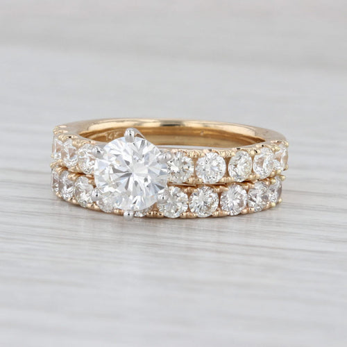 GIA 3.31ctw Round Diamond Engagement Ring Wedding Band Bridal 14k Gold Size 7.5