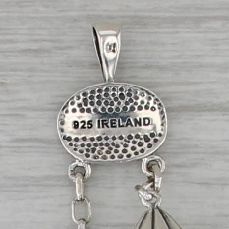 Irish Claddagh Pendant Sterling Silver Carved Connemara Marble Made in Ireland