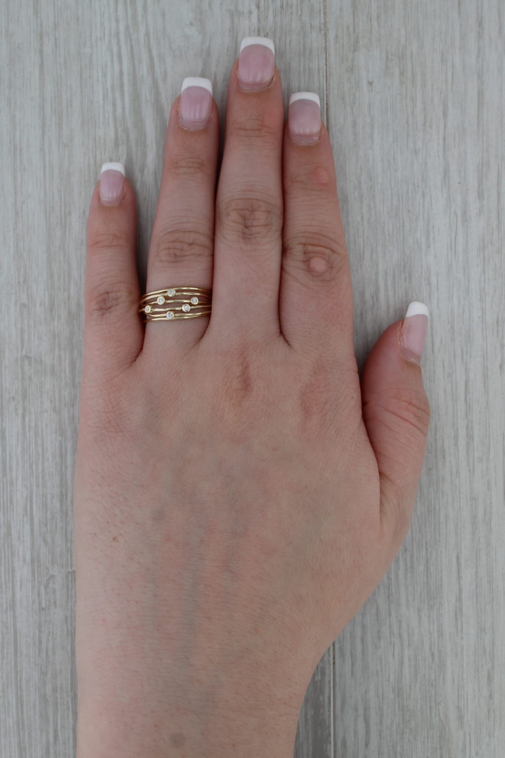 Diamond Dots Orbit Multiband Ring 14k Yellow Gold Size 8-8.25