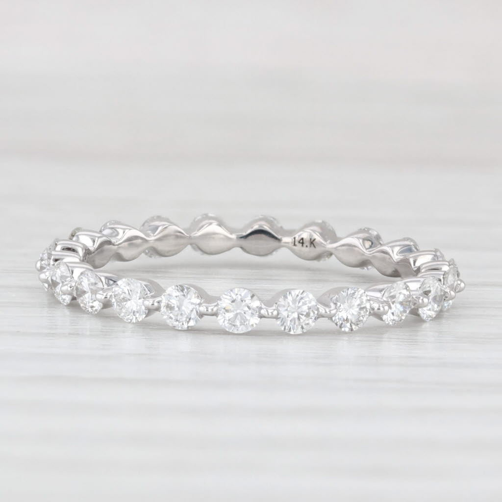 0.85ctw Diamond Eternity Wedding Band 14k White Gold Stackable Anniversary Ring