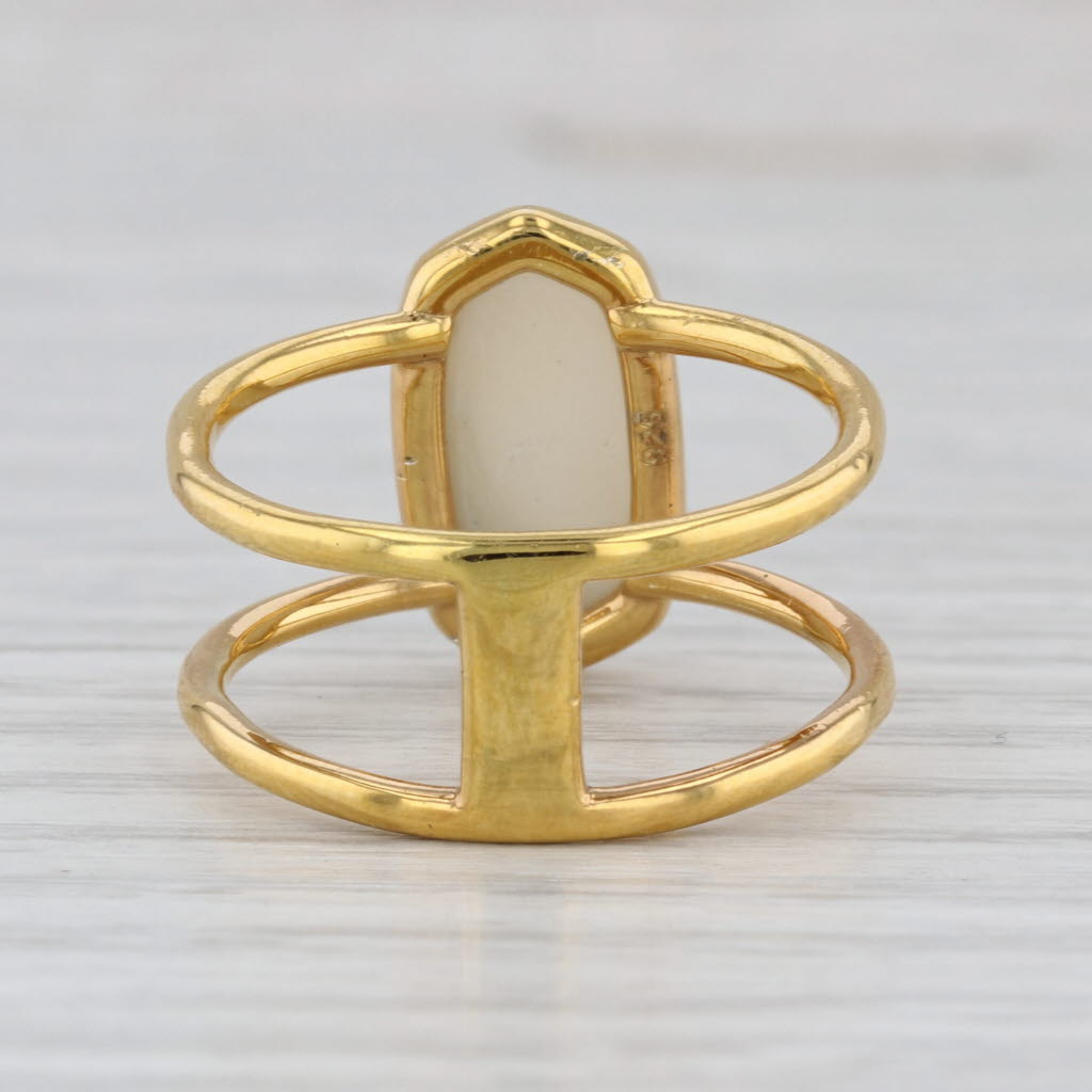 Kendra Scott Mother of Pearl Solitaire Ring Sterling Silver Gold Plated Size 9