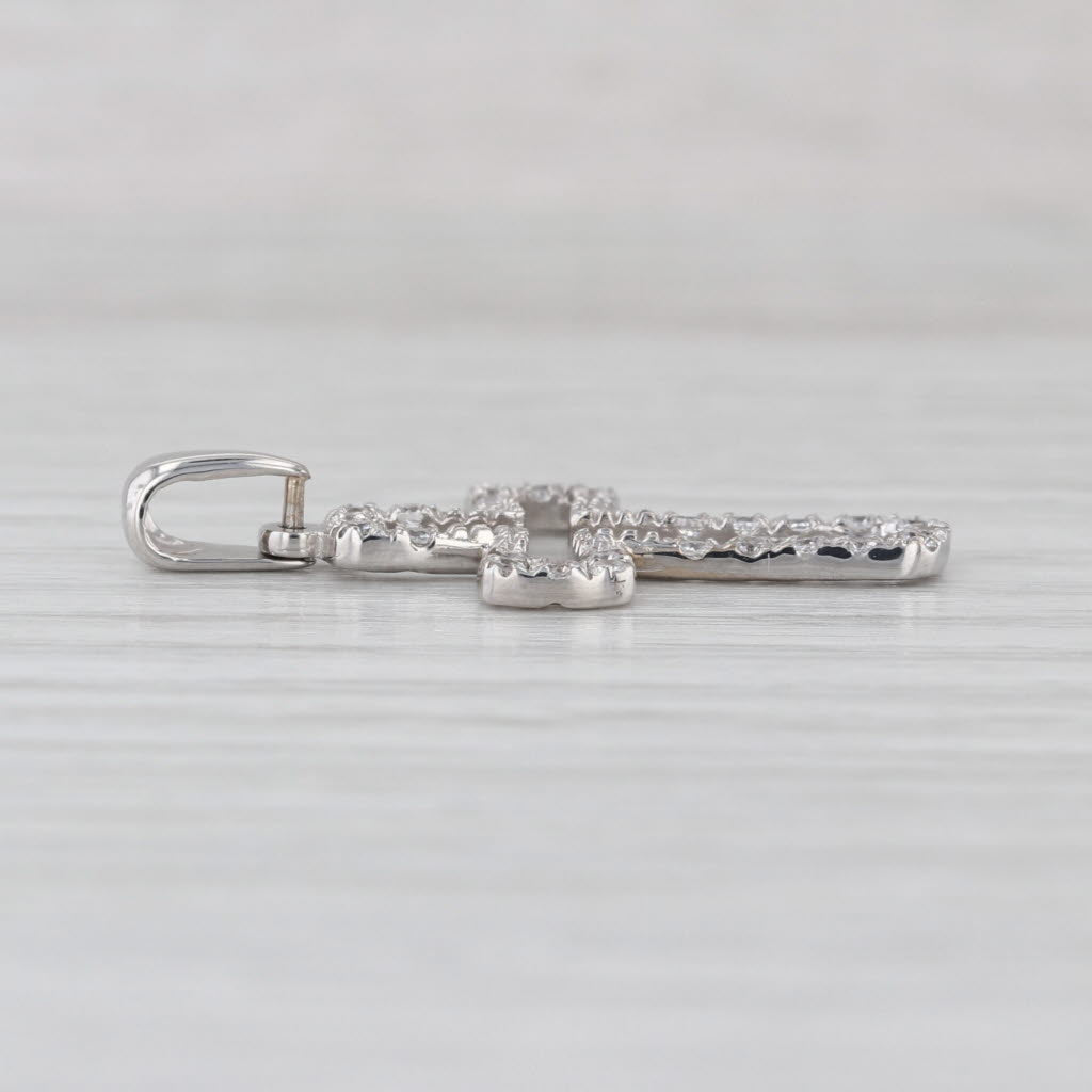 0.24ctw Cubic Zirconias Openwork Cross Pendant 18k White Gold Religious Jewelry