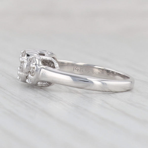 0.50ctw Diamond Flower Clusters Ring 14k White Gold Size 6