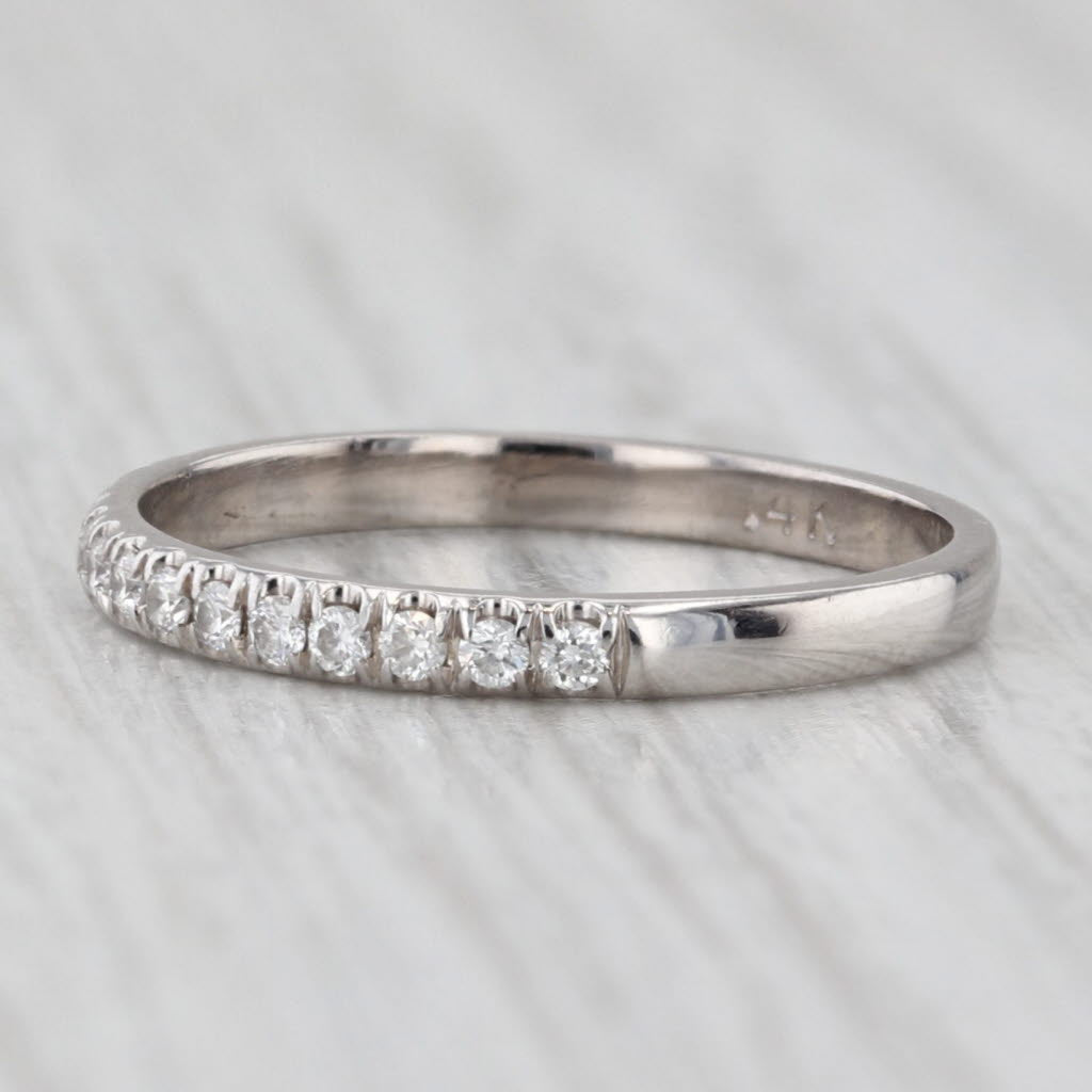 Light Gray 0.25ctw Diamond Wedding Band 14k White Gold Stackable Anniversary Size 5 Ring