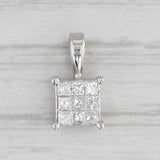 0.26ctw Princess Diamond Pendant 18k White Gold Small Drop