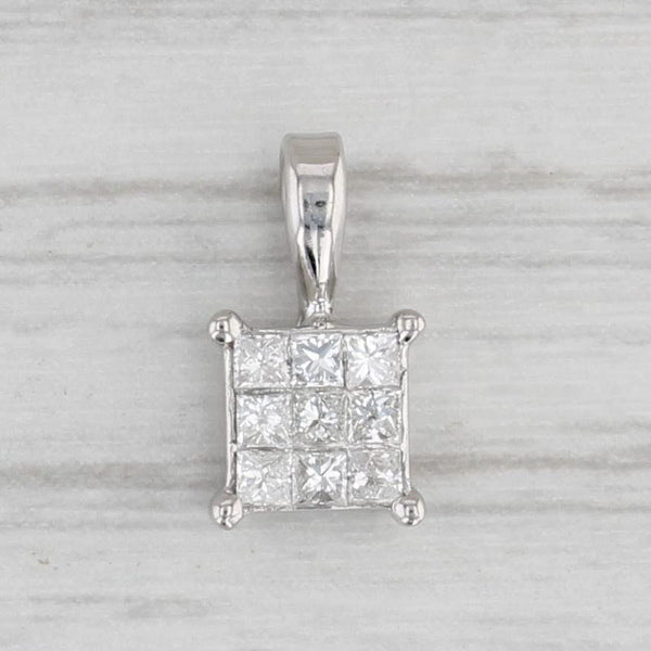 0.26ctw Princess Diamond Pendant 18k White Gold Small Drop