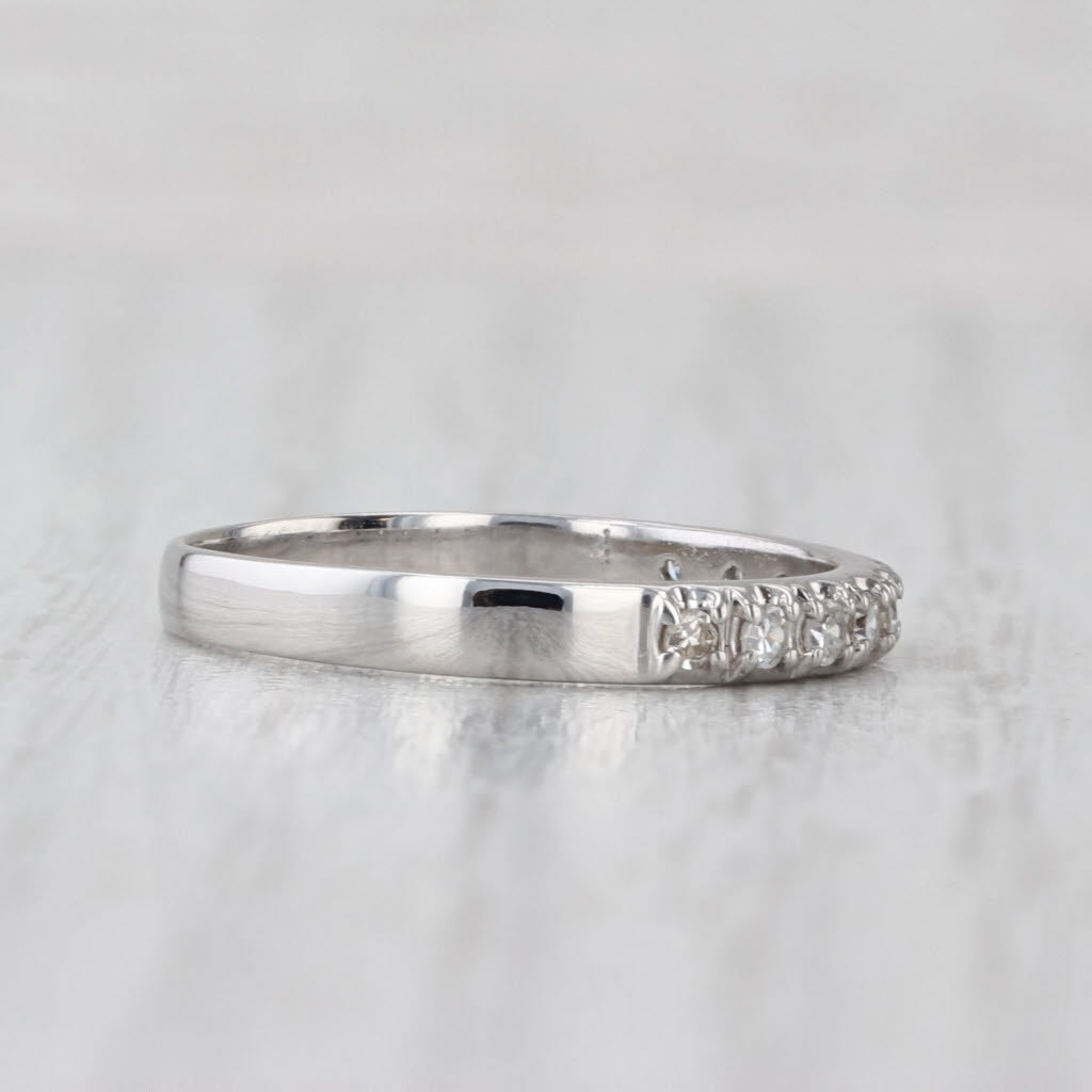 Vintage 0.15ctw Diamond Wedding Band 14k White Gold Stackable Size 6.5 Ring