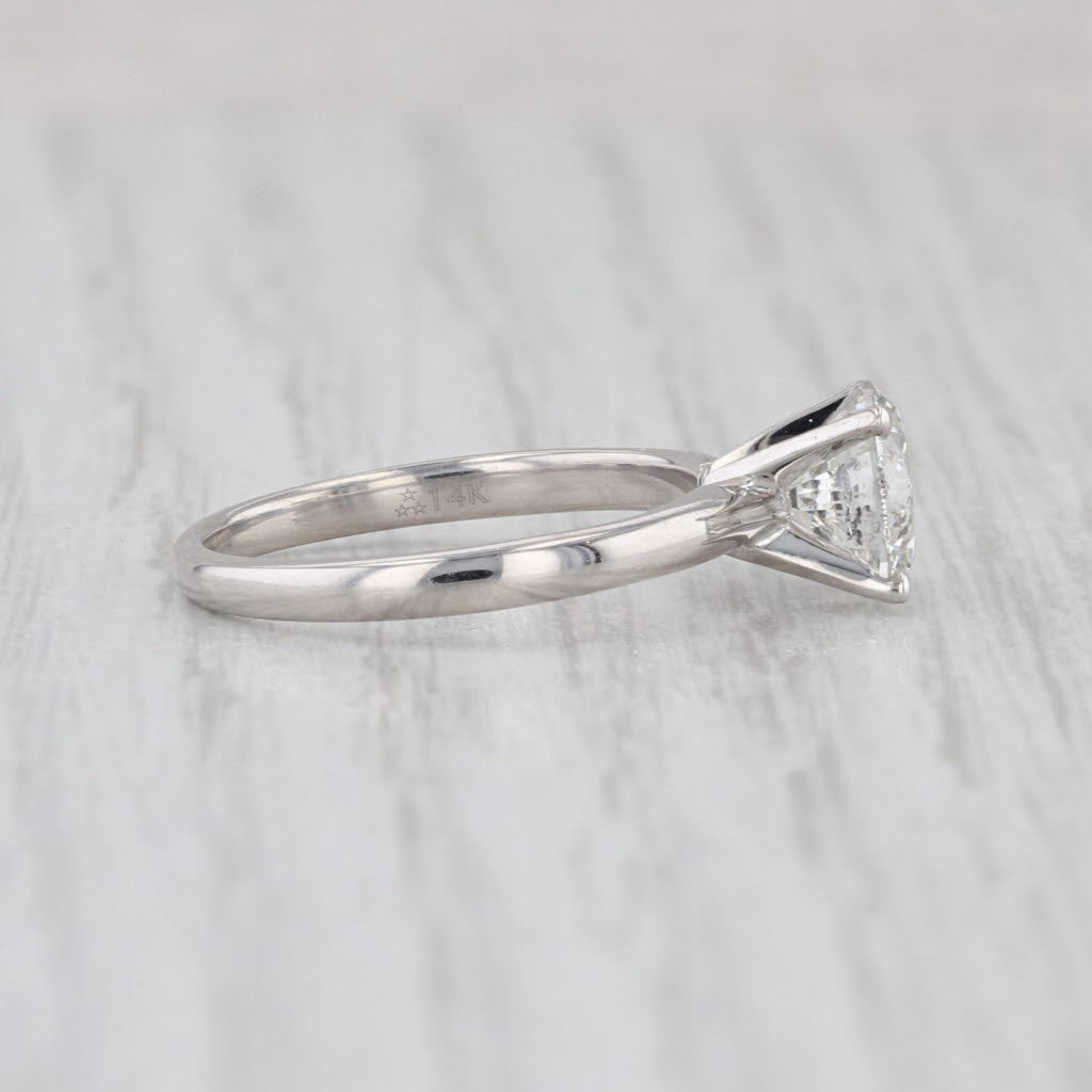 GSI Card 0.46ct Round Diamond Solitaire Engagement Ring 14k White Gold Size 5.5