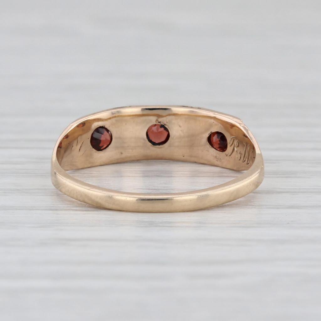 Antique Victorian 0.28ctw 3-Stone Garnet Ring 10k Yellow Gold Size 7.5
