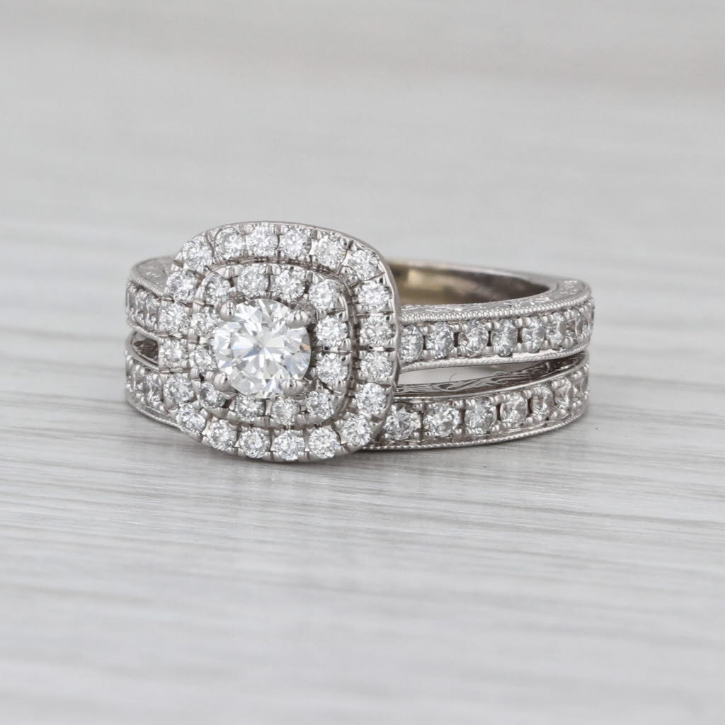 Neil Lane 1.17ctw Diamond Halo Engagement Ring Wedding Band 14k Gold Size 5