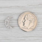 0.10ctw Diamond Crescent Moon Pendant 10k White Gold Small Floating Drop
