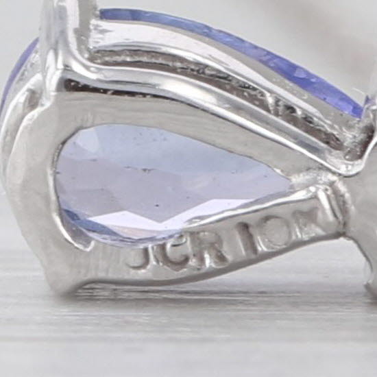 0.28ct Tanzanite Diamond Teardrop Pendant 10k White Gold 19" Rope Chain