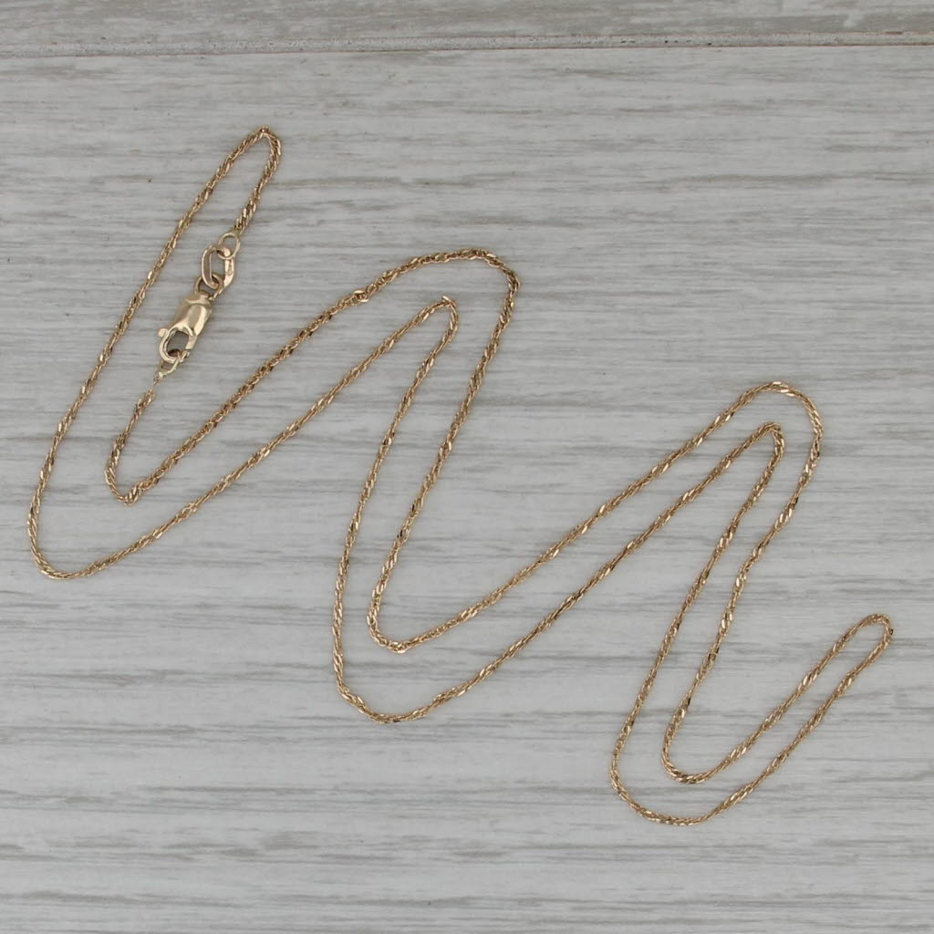 22" 1mm Rope Chain Necklace 14k Yellow Gold