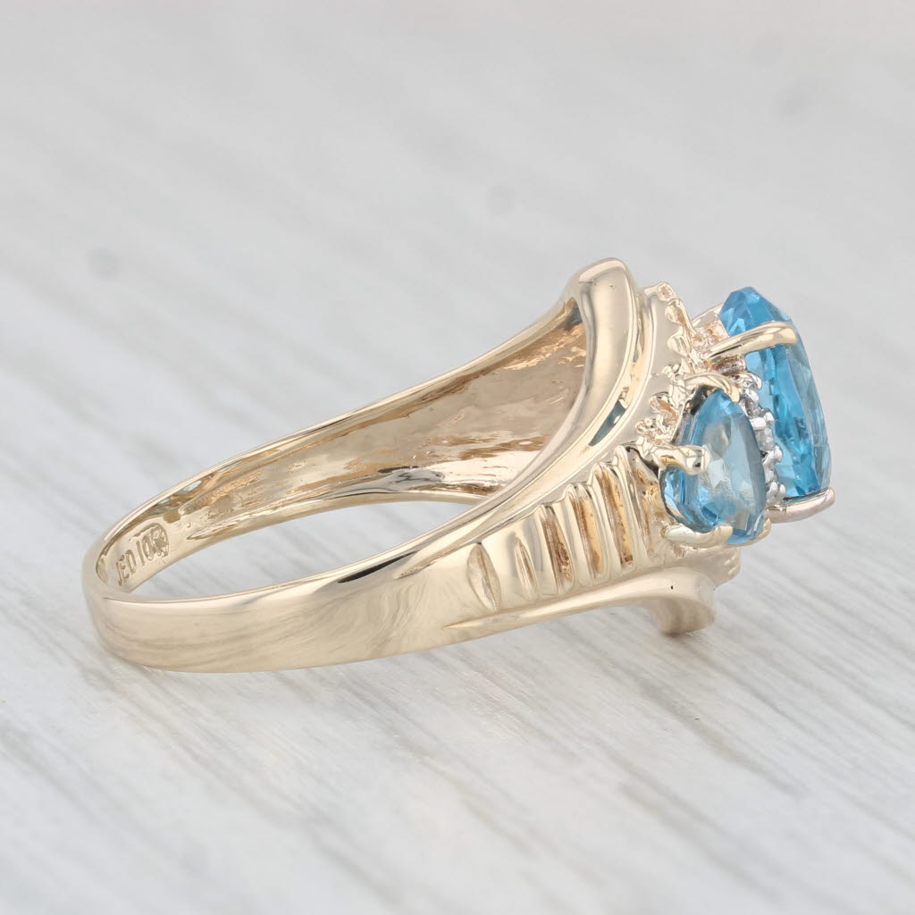 Light Gray 2.95ctw Blue Topaz Diamond Ring 10k Yellow Gold Size 7.75