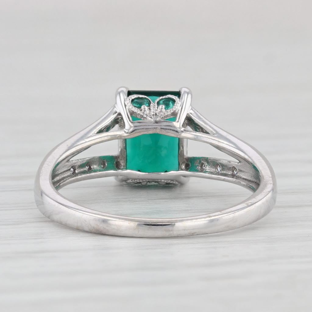 Light Gray 1.28ctw Lab Created Emerald Diamond Ring 10k White Gold Size 6.75 Engagement