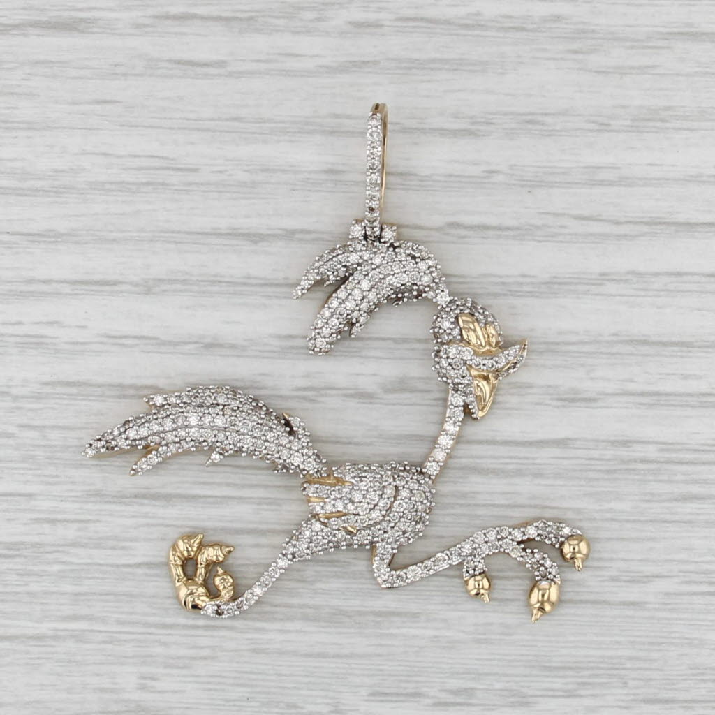 3ctw Diamond Roadrunner Pendant 10k Yellow White Gold WB Cartoon