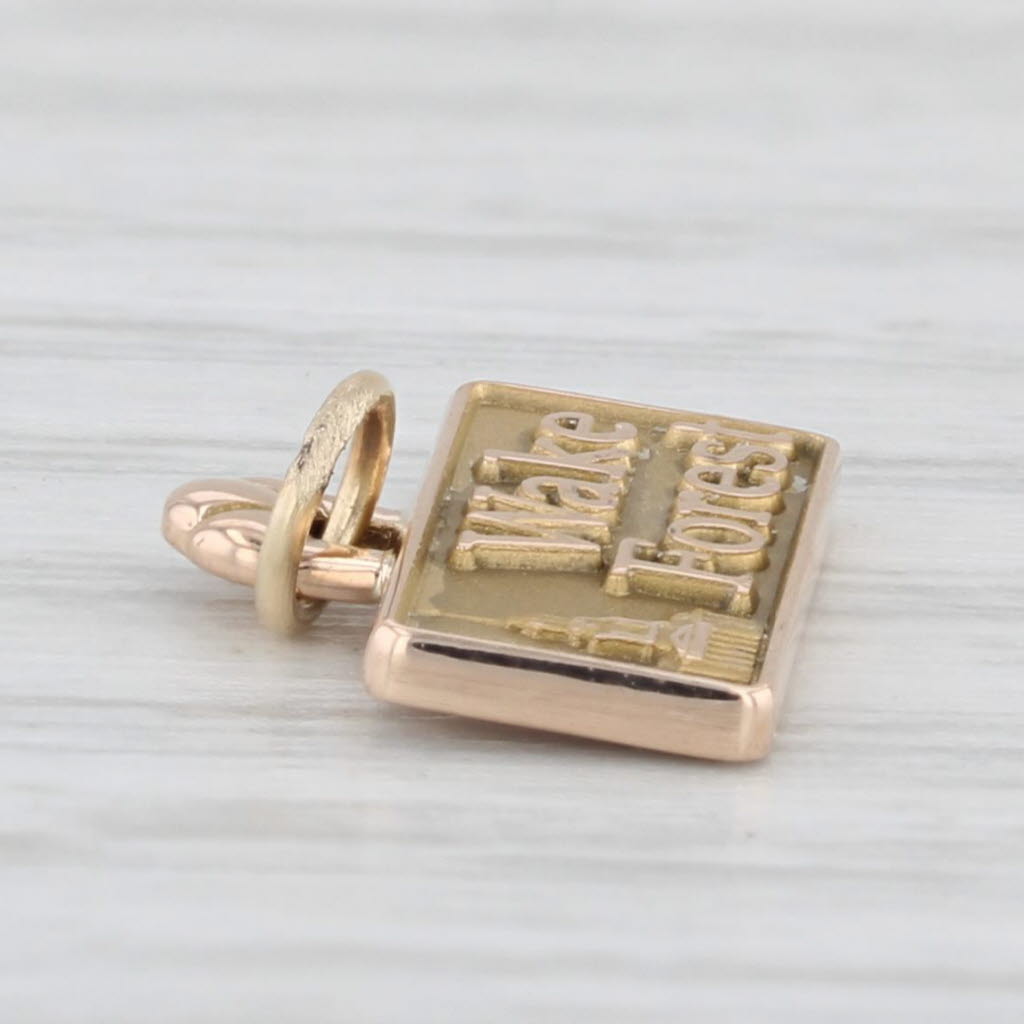 Light Gray Small Wake Forest University Chapel Charm 10k Yellow Gold Pendant