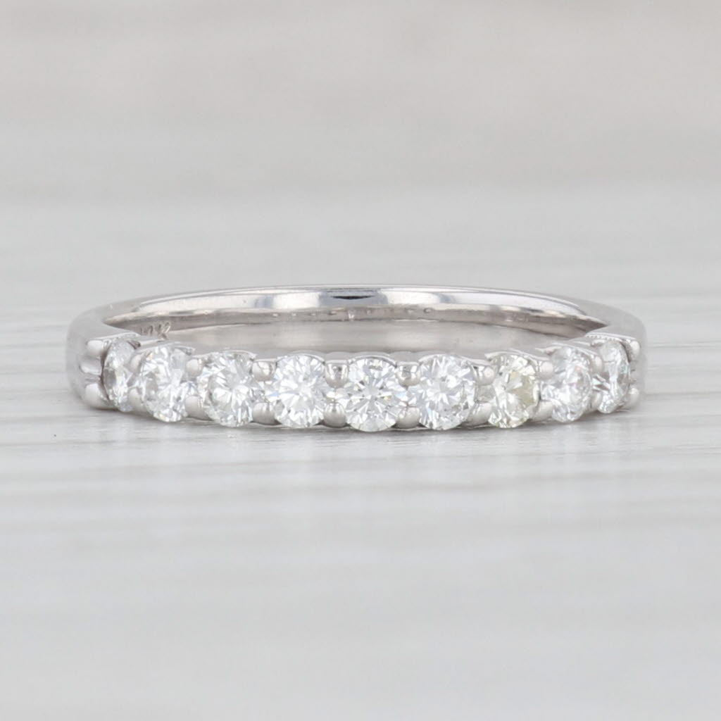 Light Gray 0.45ctw Diamond Wedding Band 14k White Gold Size 7 Anniversary Stackable Ring