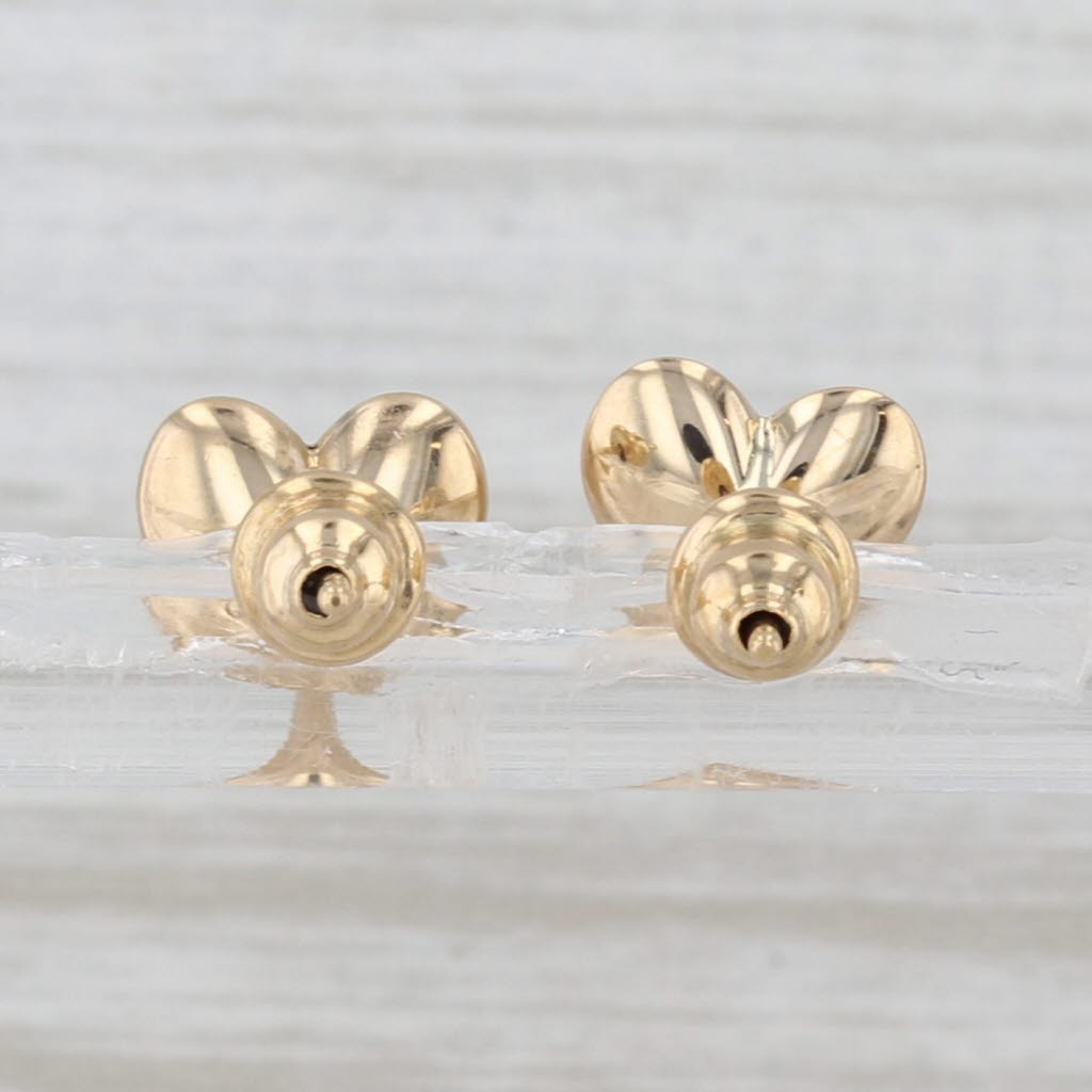 Small Puffy Heart Stud Earrings 18k Yellow Gold Studs Push Backs