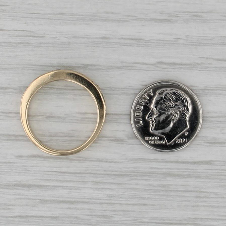 0.65ctw Emerald Diamond Wedding Band 14k Yellow Gold Size 6.75 Stackable Ring