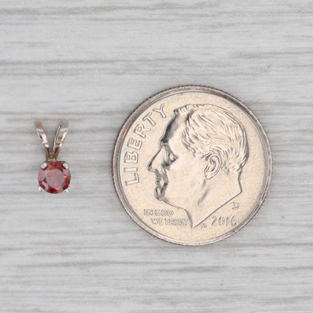 Gray 0.17ct Red Diamond Solitaire Pendant 14k White Gold Small Drop