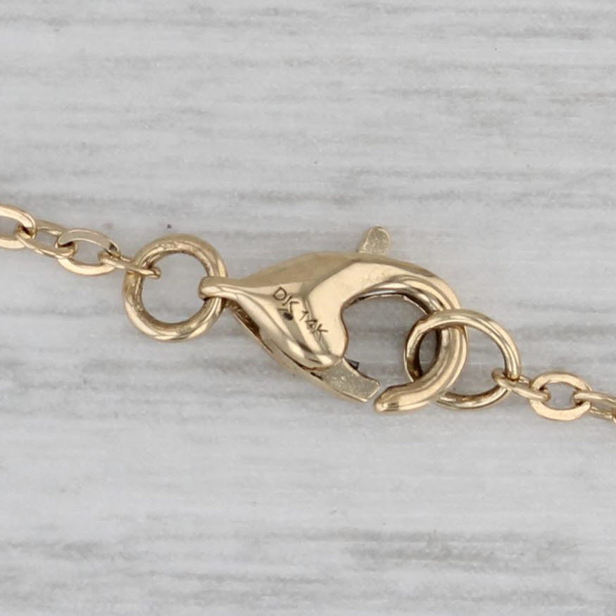 Gray Bead Diamond Station Necklace 14k Yellow Gold 20" Cable Chain