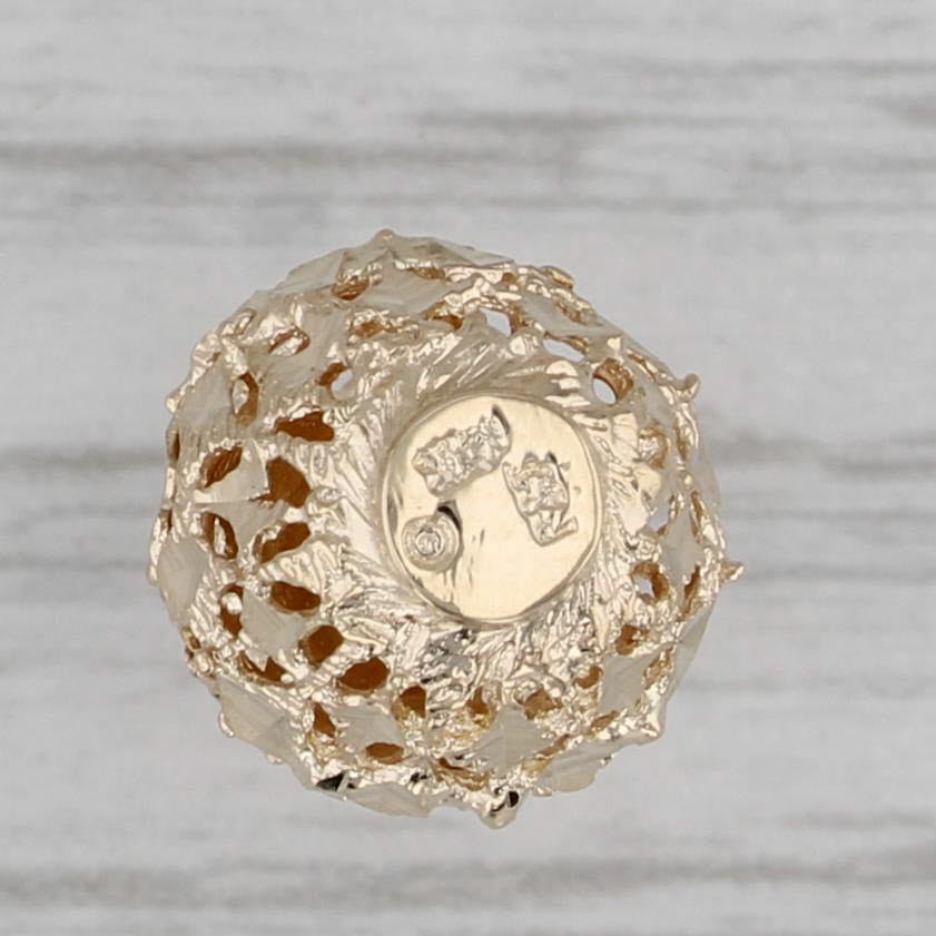 Gray Ornate Pineapple Charm 14k Yellow Gold Pendant