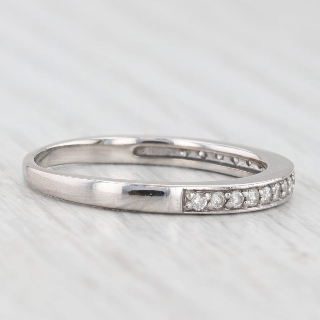 Light Gray 0.20ctw Diamond Wedding Band 14k White Gold Size 8 Stackable Bridal Ring