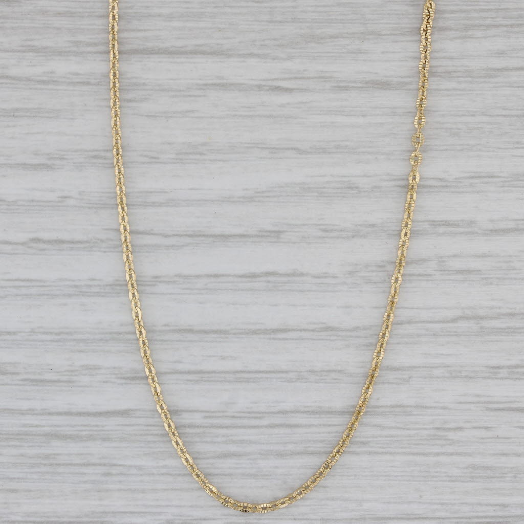 Gray Textured Cable Chain Necklace 14k Yellow Gold 17.5" 1.7mm