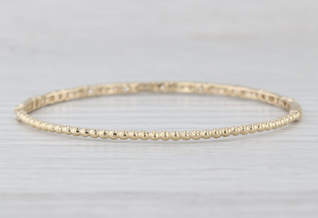 1.25ctw Diamond Bangle Bracelet 14k Yellow Gold 6.75" Stackable