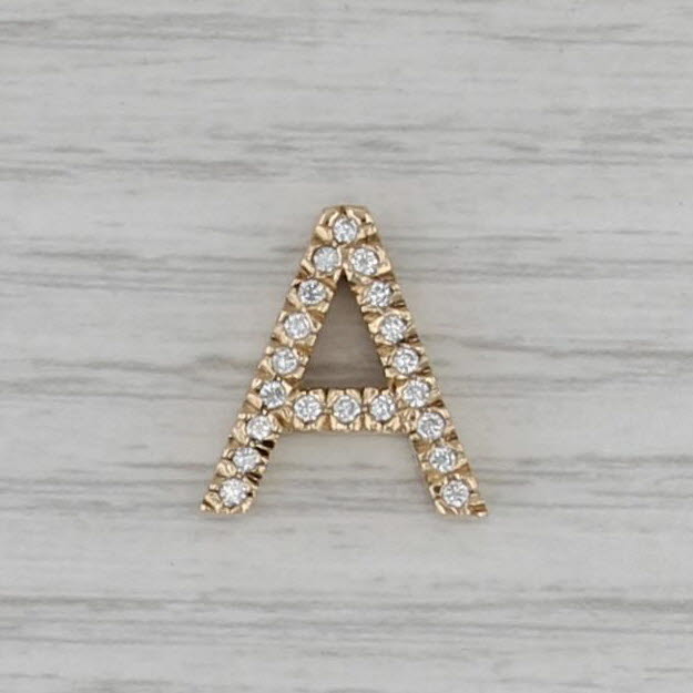 0.30ctw Diamond Letter Initial A Pendant 14k Yellow Gold Floating Drop