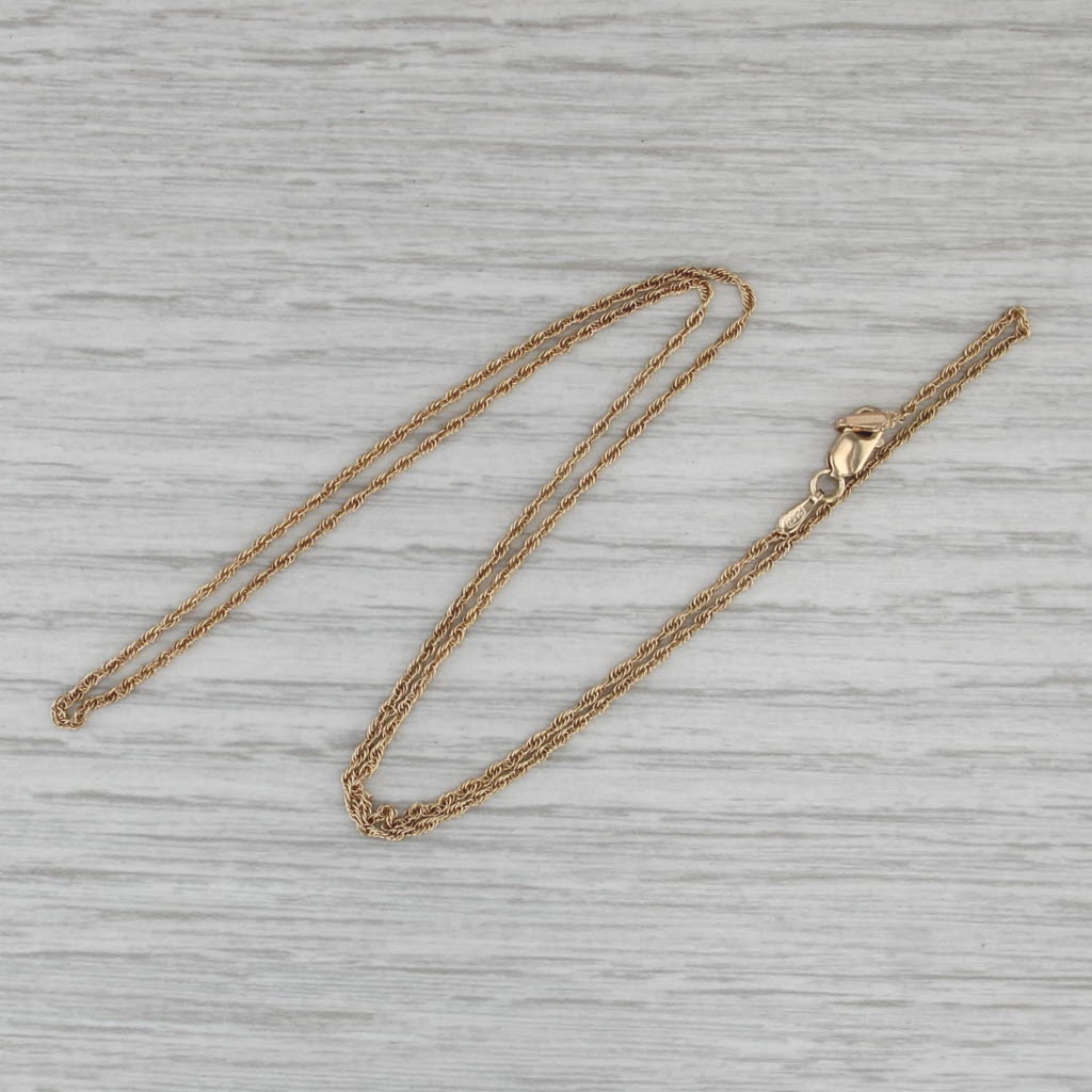 18" Rope Chain Necklace 14k Yellow Gold 1mm