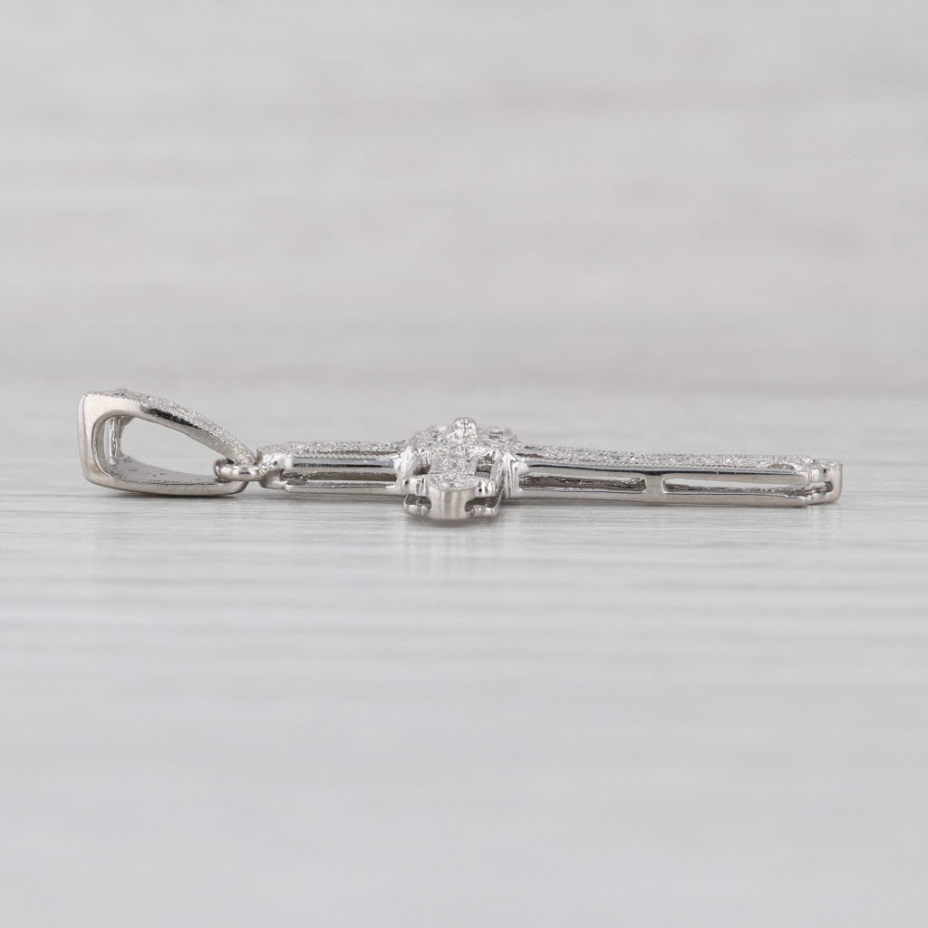 0.15ctw Diamond Cross Pendant 18k White Gold Religious Jewelry